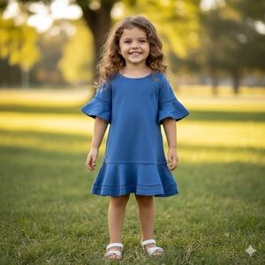 Polo by Ralph Lauren Blue Ruffled Tiered Casual Dress